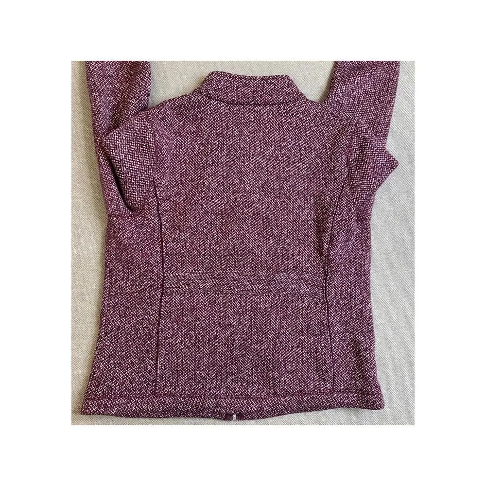 Talbots Womens Burgundy Full Zip Herringbone Fleece Jacket Size XL - Picture 7 of 9